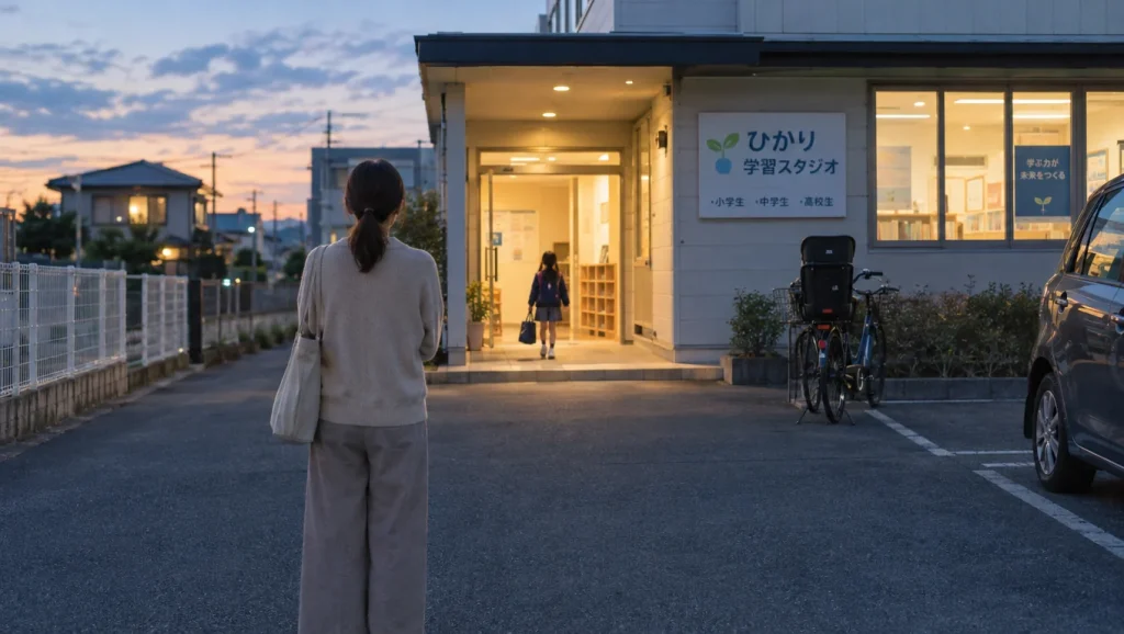 習い事の教室に行く子どもを迎える